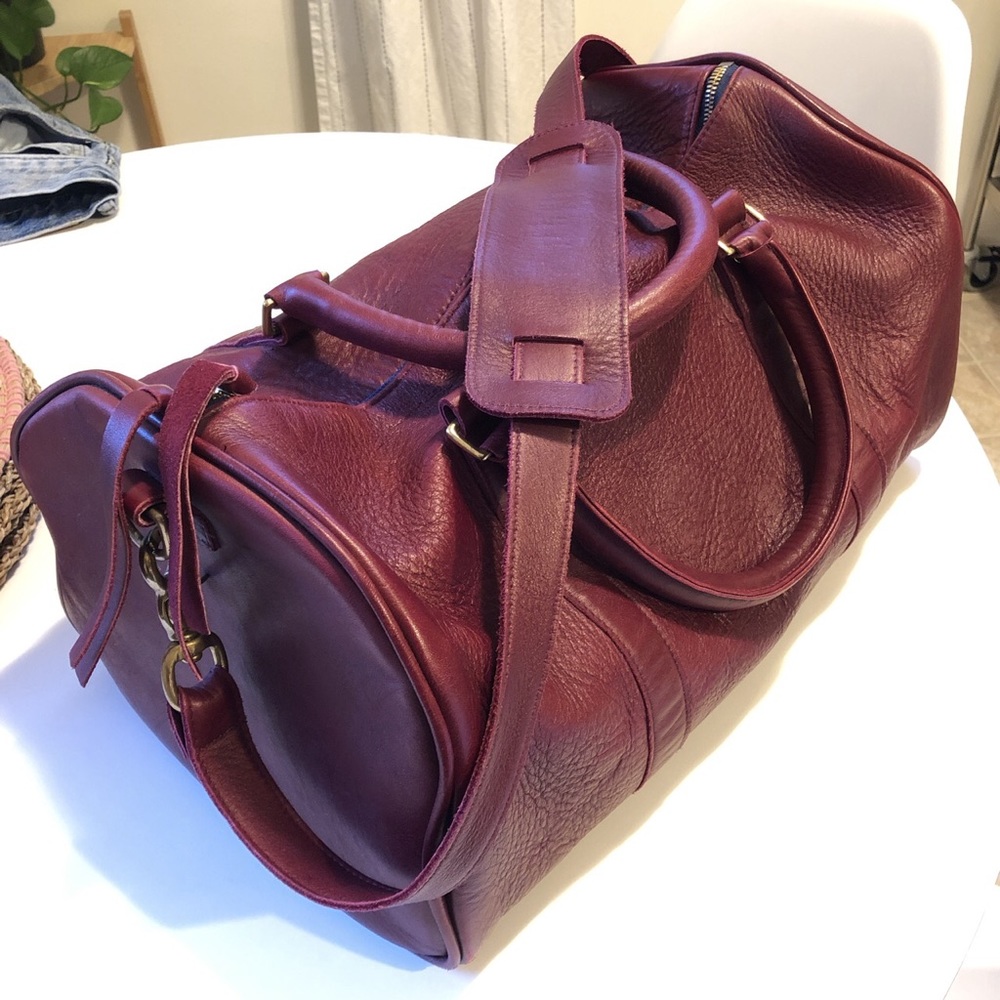 Clare Vivier petit duffle bag oxblood leather